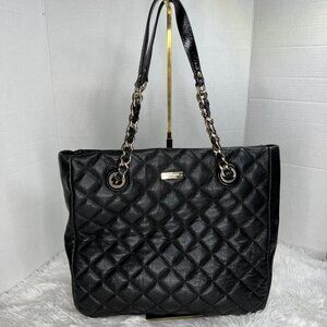 Kate Spade New York Gold Coast Sierra Black Quilted Leather Chain Tote Fits Lapt